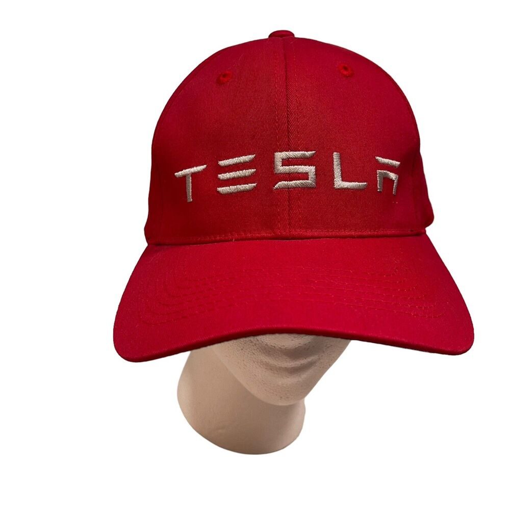 Tesla Red Fitted Hat Cap Unisex | Size S/M | Embroidered